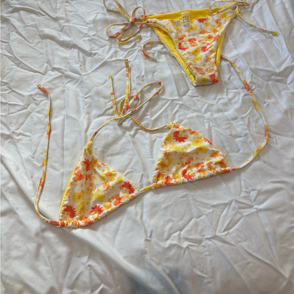 Floral Yellow and Orange Bikini Bottom